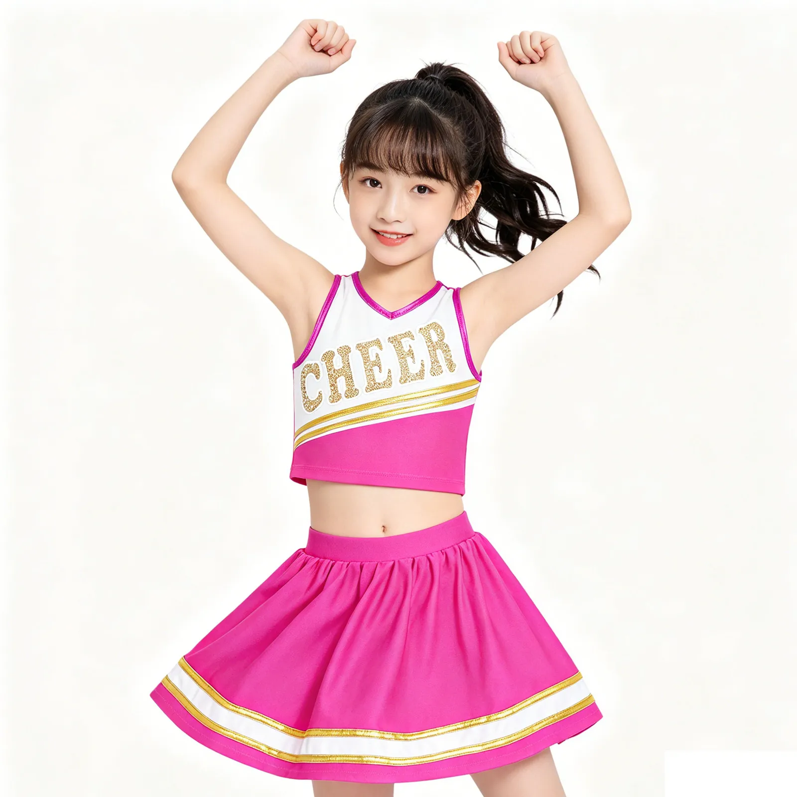 Kids Girls Cheerleader Costumes Cheerleading Uniform Cheer Dance Clothing Letter Print Crop Top with Elastic Waistband Skirt
Kids Girls Cheerleader Costumes Cheerleading Uniform Cheer Dance Clothing Letter Print Crop Top with Elastic Waistband Skirt