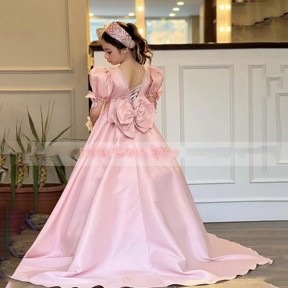 Flower Girl Dress For Wedding Pink Satin Sequin Puffy With Bow Floor Length Kids Birthday Party Dress First Communion Ball Gown
Flower Girl Dress For Wedding Pink Satin Sequin Puffy With Bow Floor Length Kids Birthday Party Dress First Communion Ball Gown