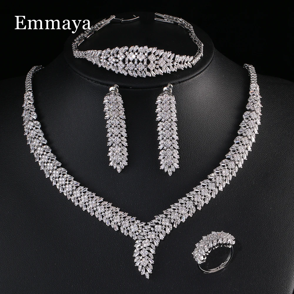 Emmaya Fashion Statement Elegant Cubic Zircon Jewelry Set For Female Luxury Style Bridal Wedding Party Fascinating Dress-Up
Emmaya Fashion Statement Elegant Cubic Zircon Jewelry Set For Female Luxury Style Bridal Wedding Party Fascinating Dress-Up