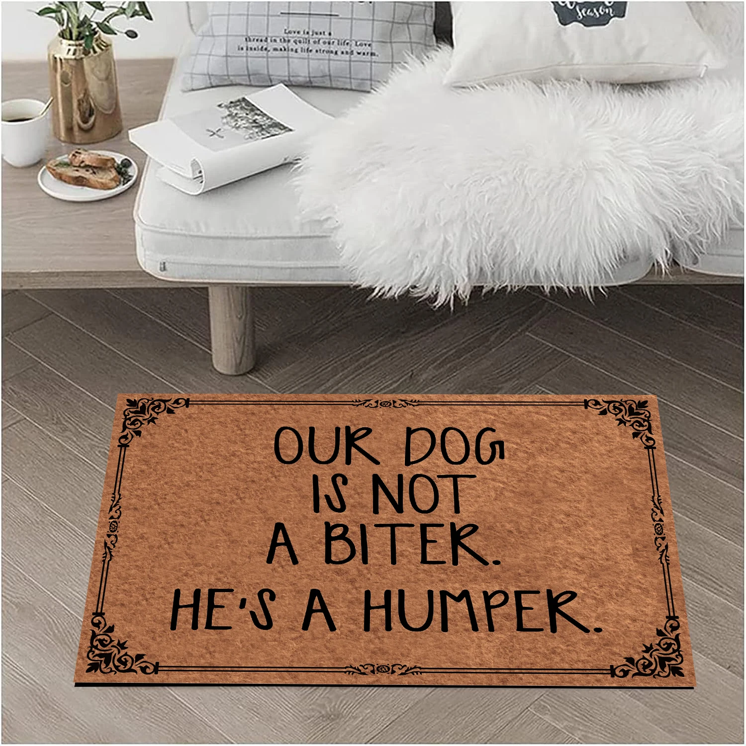 Doormat Funny Doormat Our Dog is Not A Biter He's A Humper Entrance Floor Mat Rubber Non Slip Backing Entry Way Door Mat
Doormat Funny Doormat Our Dog is Not A Biter He's A Humper Entrance Floor Mat Rubber Non Slip Backing Entry Way Door Mat