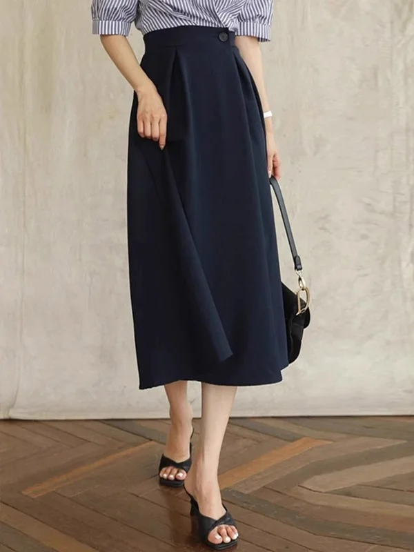 Deep Blue Hepburn Sle High Waist A-Line Midi Skirt Women's Summer Stand Tall Waist Dra Hip Covering Versatile Skirt
Deep Blue Hepburn Sle High Waist A-Line Midi Skirt Women's Summer Stand Tall Waist Dra Hip Covering Versatile Skirt