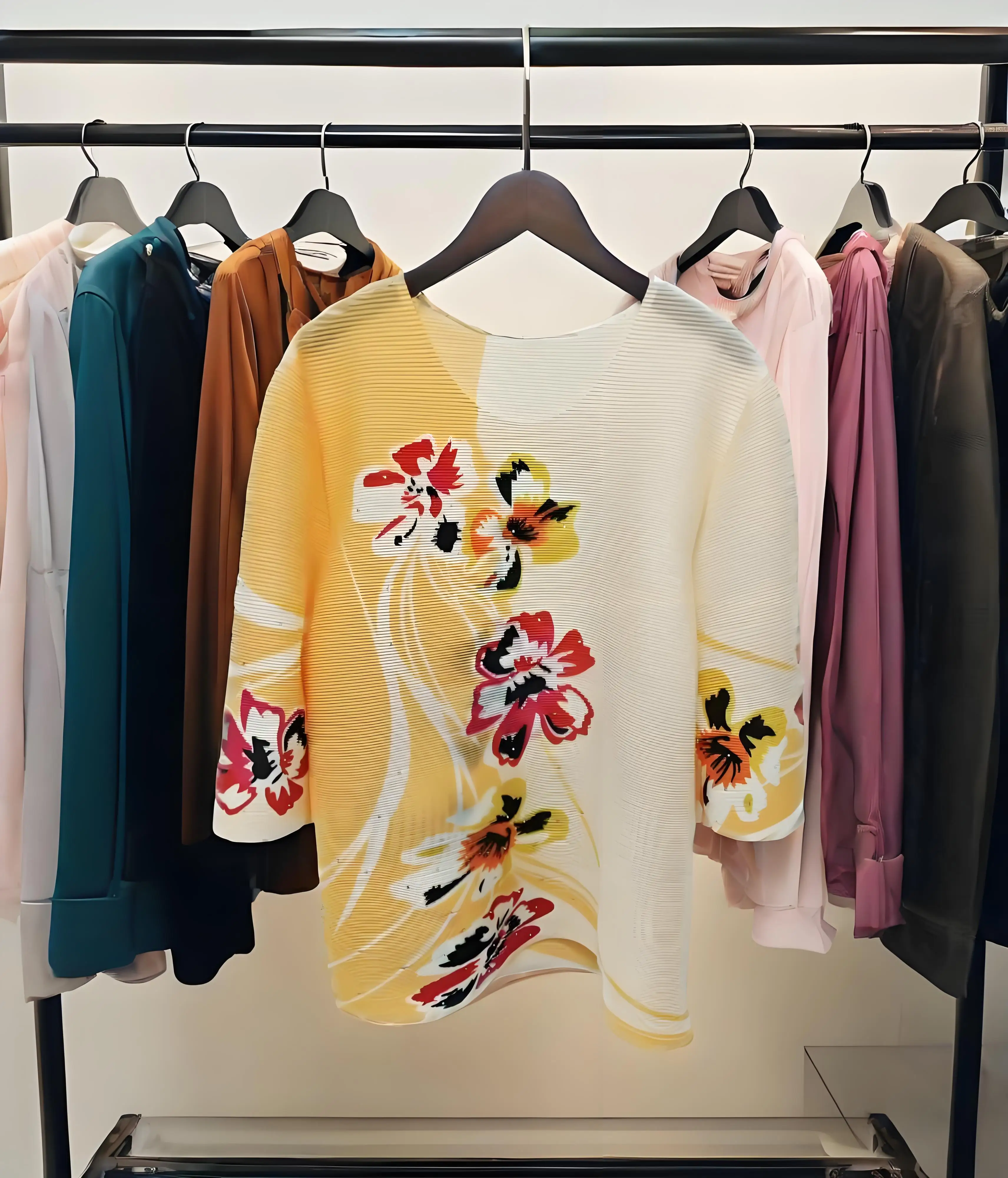 Miyake 2025 New Pleated Short-sleeved Top Color Printing Comfortable Elegant Fashion Shaking Top Plisse Elegant Summer Style
Miyake 2025 New Pleated Short-sleeved Top Color Printing Comfortable Elegant Fashion Shaking Top Plisse Elegant Summer Style