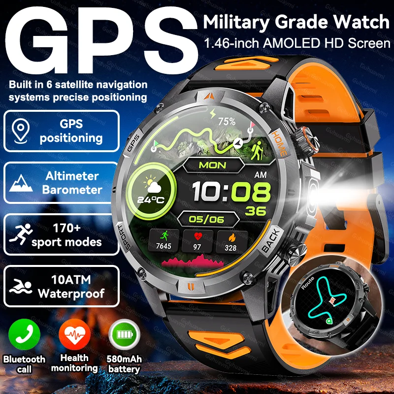 New Men Military GPS Smart Watch Adult AMOLED HD Altimeter Barometer 10ATM Waterproof BT Call 580mAh Battery Sports Smartwatches
New Men Military GPS Smart Watch Adult AMOLED HD Altimeter Barometer 10ATM Waterproof BT Call 580mAh Battery Sports Smartwatches