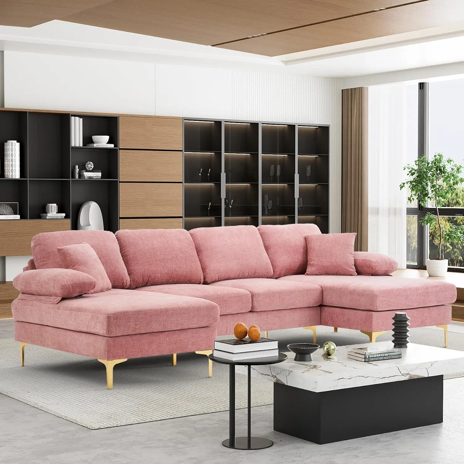 U-Shaped Sectional Sofa Couch, 4 Seat Sofa Set for Living Room, 110.6" L-Shaped Chenille Sleeper Couch Set with Double
U-Shaped Sectional Sofa Couch, 4 Seat Sofa Set for Living Room, 110.6" L-Shaped Chenille Sleeper Couch Set with Double