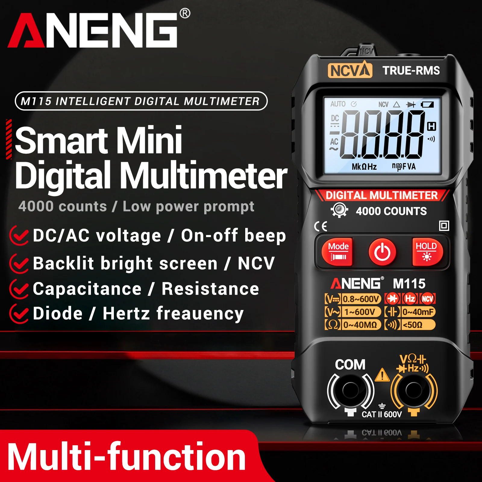 Intelligent multimeter M115 AC/DC voltage current resistance capacitance frequency detection electrician maintenance instrument
Intelligent multimeter M115 AC/DC voltage current resistance capacitance frequency detection electrician maintenance instrument