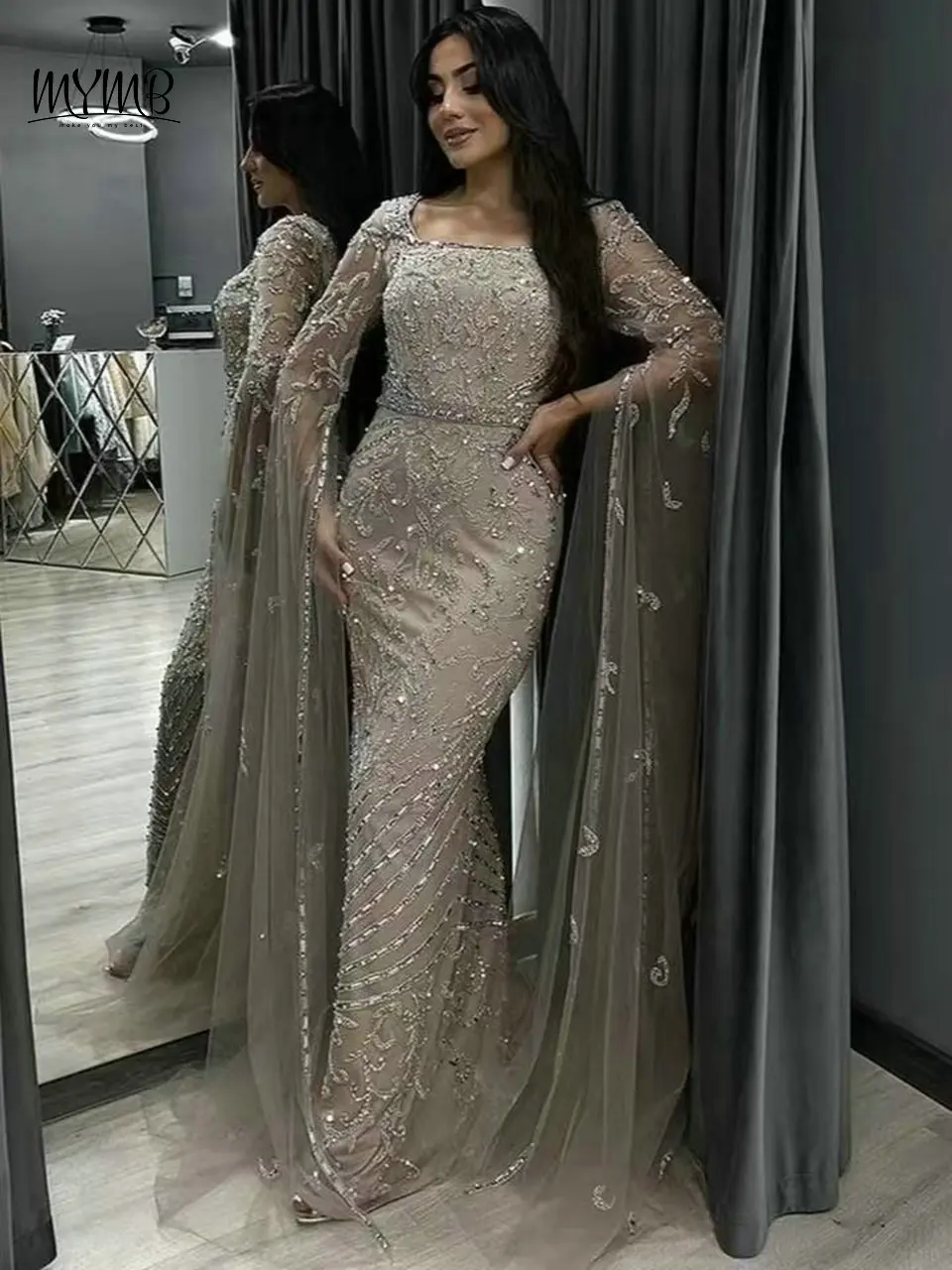 MYMB Arabic Elegant Cape Sleeves Beaded Muslim Evening Dress for A Guest robes de soirée Gorgerous Mermaid Celebrity Party Gown
MYMB Arabic Elegant Cape Sleeves Beaded Muslim Evening Dress for A Guest robes de soirée Gorgerous Mermaid Celebrity Party Gown