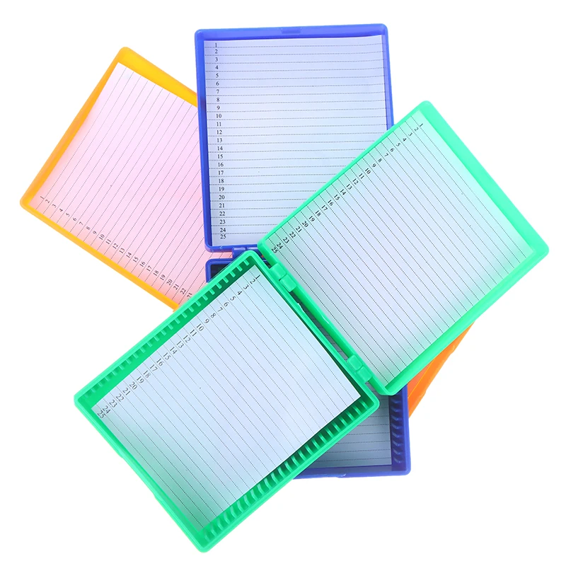4 Color Plastic Microscope Glass Slide Box 25pcs Biological Slices Storage Case Holder For Prepared Microscope Slides
4 Color Plastic Microscope Glass Slide Box 25pcs Biological Slices Storage Case Holder For Prepared Microscope Slides