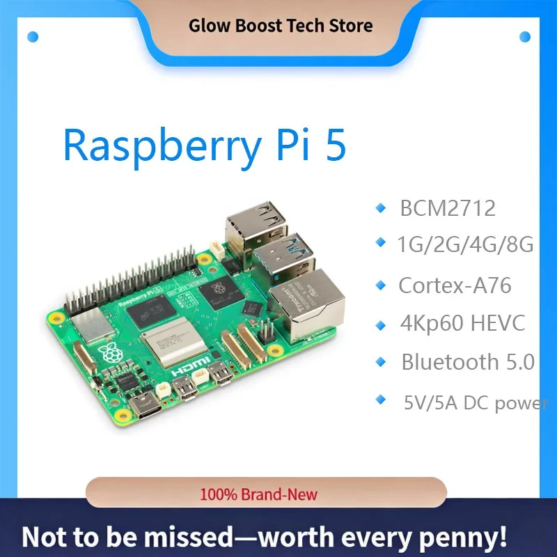 fOfficial Raspberry Pi 5-A76 Linux 4GB 8GB Arm Board Python programlama PCIe Gigabit Ethernet USB3.0