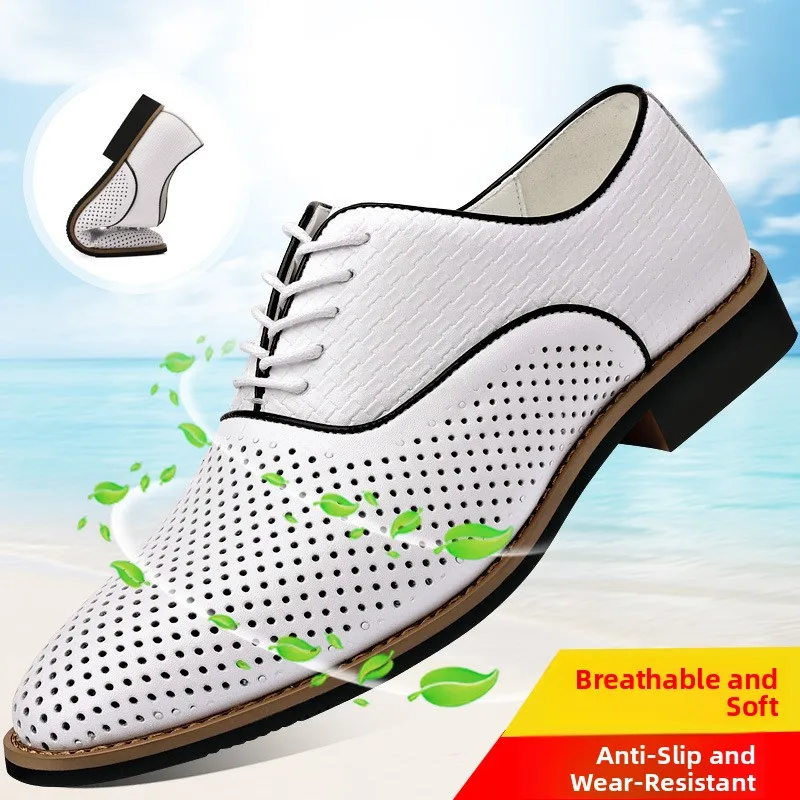 Business Casual Men's Shoes Leather Hollow out Breathable Soft Bottom round Toe Rubber Sole Fashionable Single Shoes
Business Casual Men's Shoes Leather Hollow out Breathable Soft Bottom round Toe Rubber Sole Fashionable Single Shoes