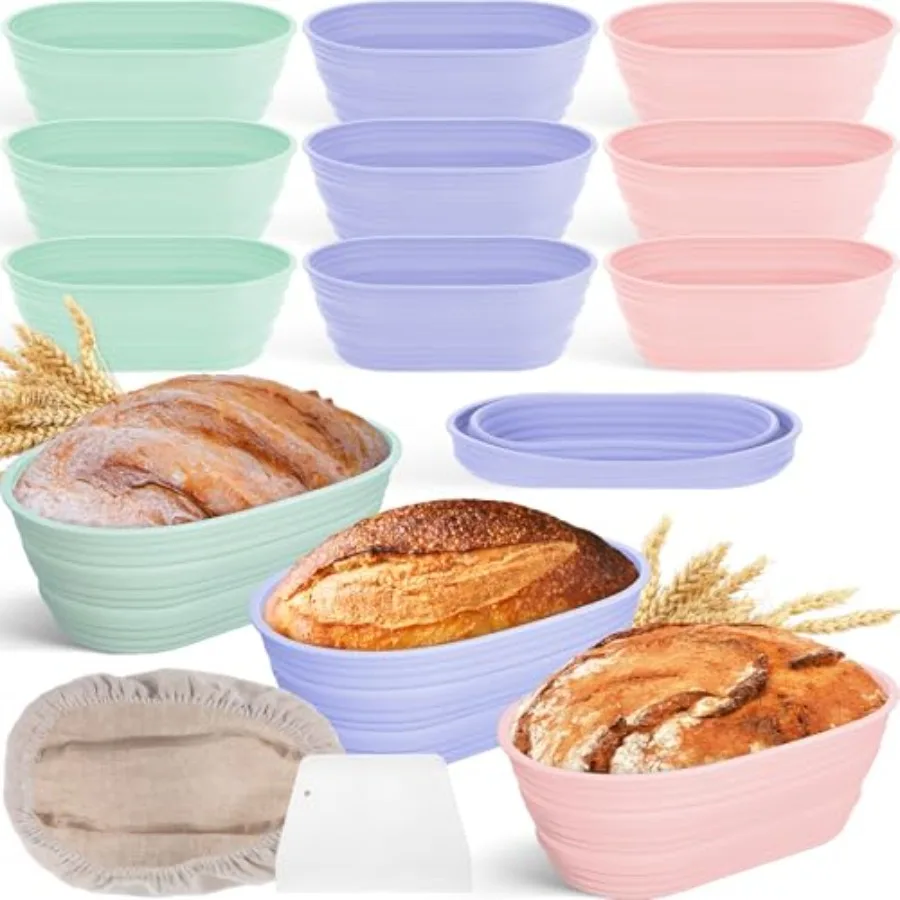 9 Pack Oval Bread Proofing Basket Silicone 10 Inch Collapsible Sourdough Bread Baking Supplies Dough Proofing Bowl with Dough S
9 Pack Oval Bread Proofing Basket Silicone 10 Inch Collapsible Sourdough Bread Baking Supplies Dough Proofing Bowl with Dough S
