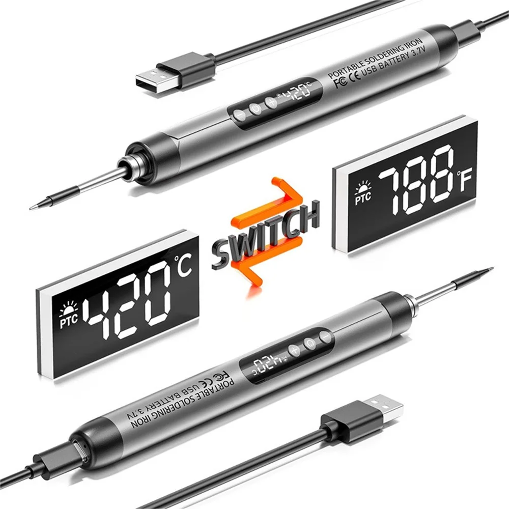 Cordless Electric Soldering Iron Kit Smart LED Digital USB Soldering Iron Portable Mini Type-C Interface Welding Solder Tool
Cordless Electric Soldering Iron Kit Smart LED Digital USB Soldering Iron Portable Mini Type-C Interface Welding Solder Tool