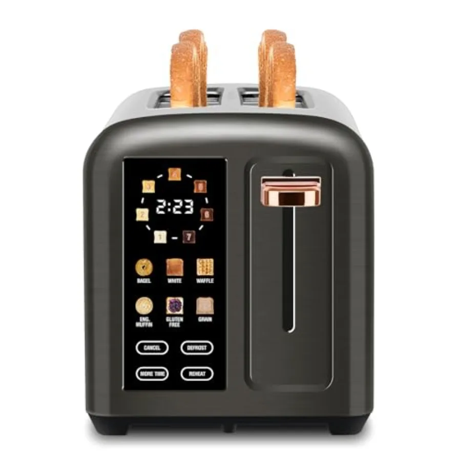Тостер на 2 тоста с сенсорным экраном, 1350 Вт, темно-металлический, 7 уровней обжарки, 6 видов хлеба, слоты шириной 1,5 см, быстрое нагревание, съемные поддоны
Тостер на 2 тоста с сенсорным экраном, 1350 Вт, темно-металлический, 7 уровней обжарки, 6 видов хлеба, слоты шириной 1,5 см, быстрое нагревание, съемные поддоны