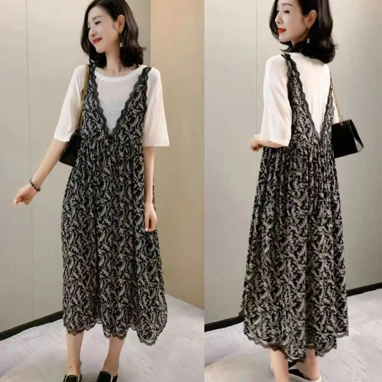 Summer Pregnant Women Floral Dress Suits Short Sleeves Cotton T-Shirt Lace Sundress Twinset Vintage Maternity Clothes Set Loose
Summer Pregnant Women Floral Dress Suits Short Sleeves Cotton T-Shirt Lace Sundress Twinset Vintage Maternity Clothes Set Loose