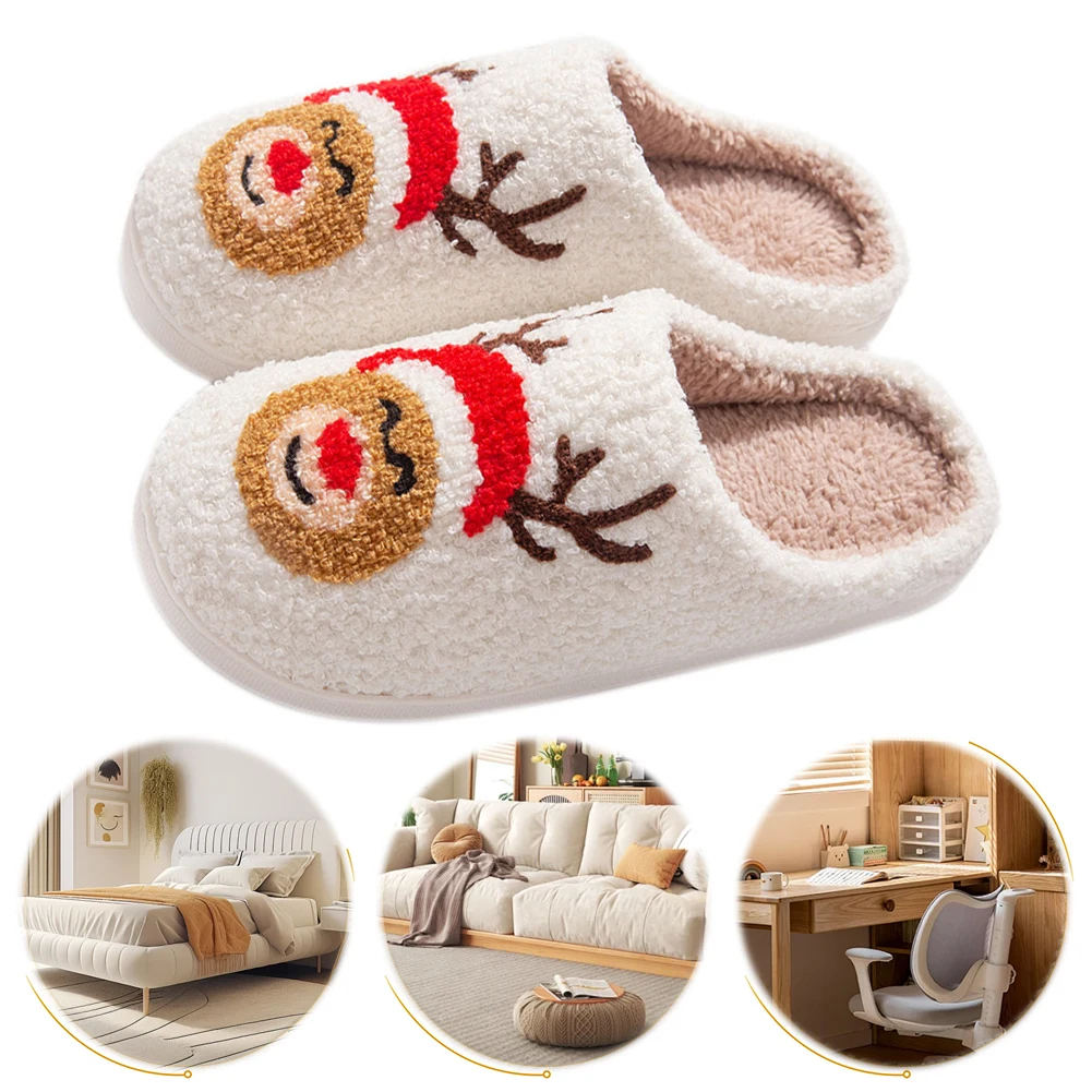 Christmas Elk Plush Slippers Anti Slip Flat Thermal Slippers Fluffy Home Slippers Furry Reindeer Slipper for Men Women
Christmas Elk Plush Slippers Anti Slip Flat Thermal Slippers Fluffy Home Slippers Furry Reindeer Slipper for Men Women
