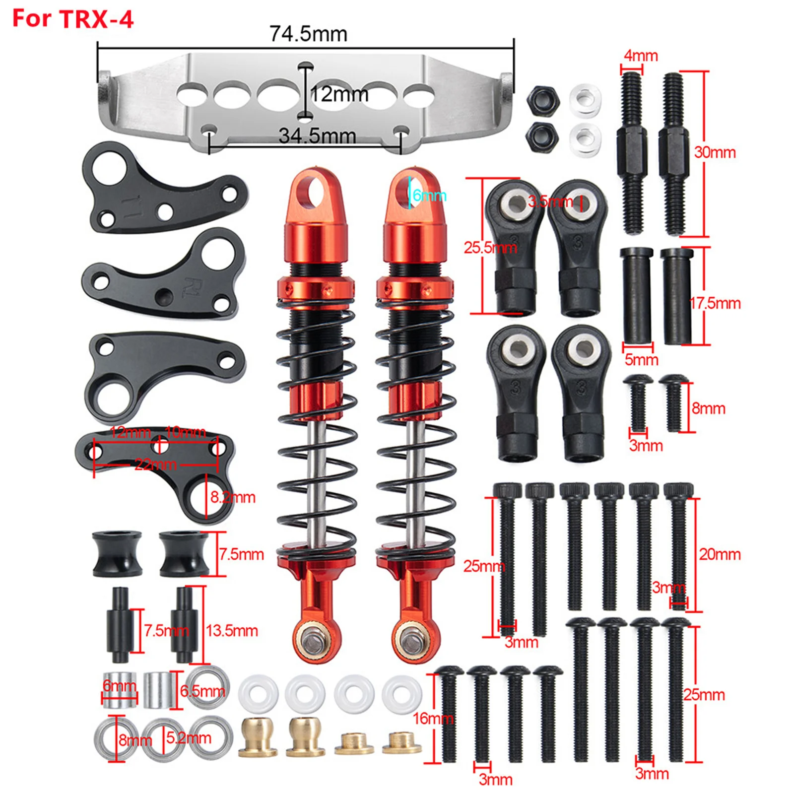 Aluminum Alloy Front Rear Shock Absorber set for 1/10 RC Front Rear Shock Absorber Trx4 Trx6 RC Upgrade Parts
Aluminum Alloy Front Rear Shock Absorber set for 1/10 RC Front Rear Shock Absorber Trx4 Trx6 RC Upgrade Parts