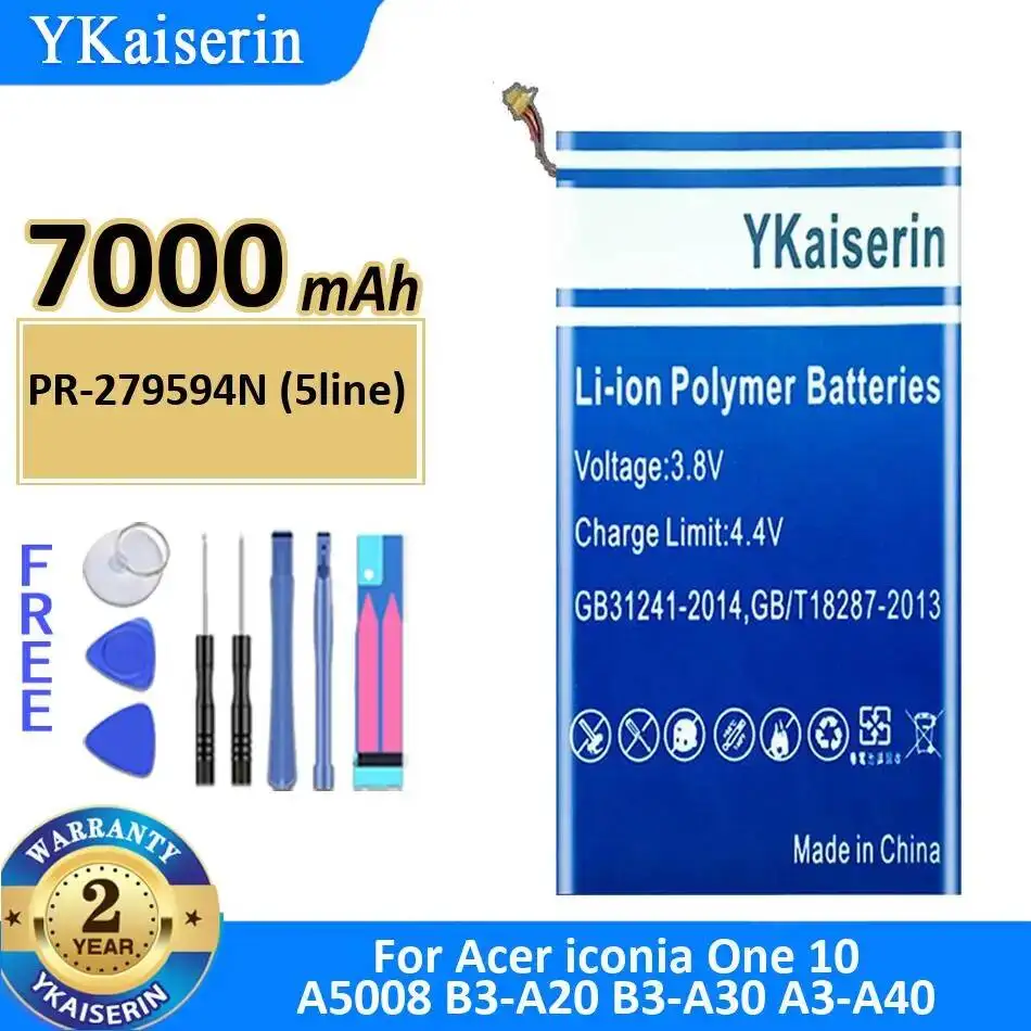 7000mAh High-Efficiency PR-279594N 5line For Acer Iconia One 10 A5008 B3-A20 B3-A30 A3-A40 Tablet Battery
7000mAh High-Efficiency PR-279594N 5line For Acer Iconia One 10 A5008 B3-A20 B3-A30 A3-A40 Tablet Battery