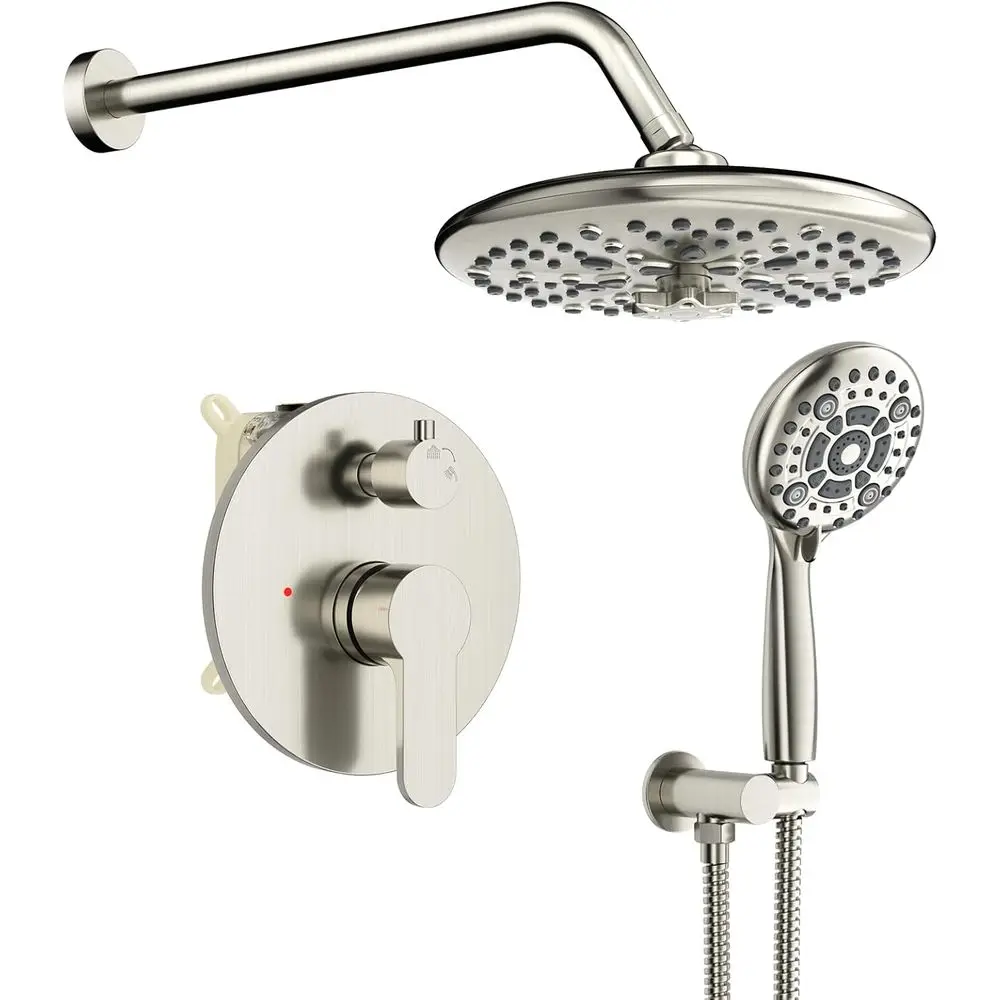 10 Multi-Function High-Pressure Shower System with Handheld Fixtures in Brushed Nickel
10 Multi-Function High-Pressure Shower System with Handheld Fixtures in Brushed Nickel