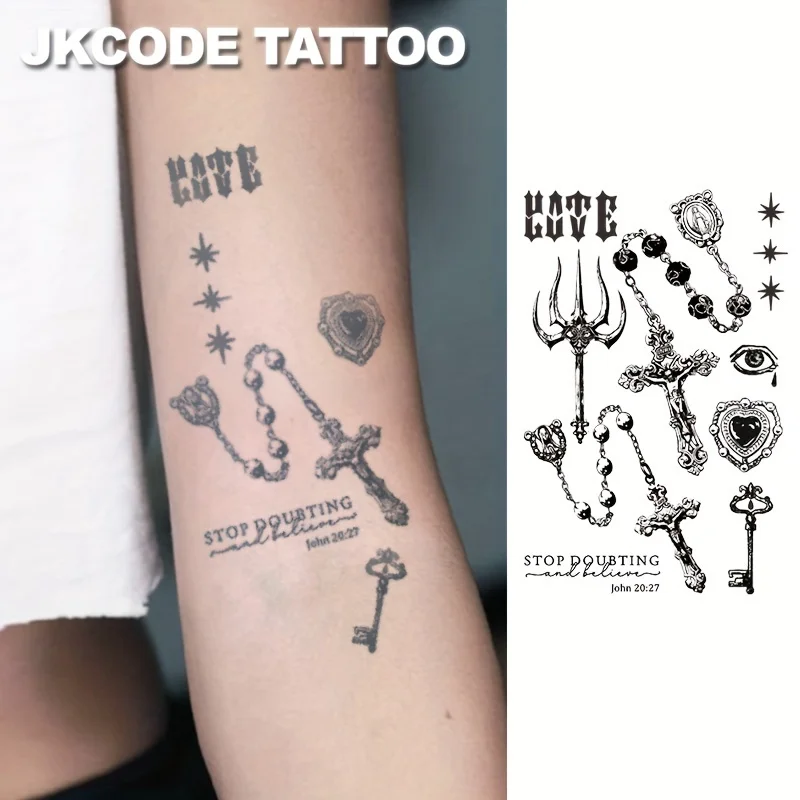 Retro Rococo Jewelry Minimal Tattoo - Vintage Style Herbal Tattoo Sticker - Rococo Style - Castle Theme Jewelry Brooch Bracelet Pattern - Cross Bracelet - Heart Brooch - Key Pattern - Cute Tattoo Fashion Accessories for Girls - Women's Finger Hand Neck Ta
Retro Rococo Jewelry Minimal Tattoo - Vintage Style Herbal Tattoo Sticker - Rococo Style - Castle Theme Jewelry Brooch Bracelet Pattern - Cross Bracelet - Heart Brooch - Key Pattern - Cute Tattoo Fashion Accessories for Girls - Women's Finger Hand Neck Ta