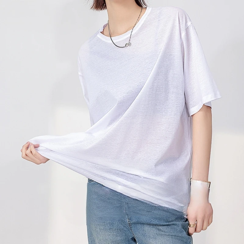 2025 Spring and Summer New Mulberry Silk Short Sleeve Top Women's Round Neck Simple Loose T-shirt Solid Color Silky Smooth Cloth
2025 Spring and Summer New Mulberry Silk Short Sleeve Top Women's Round Neck Simple Loose T-shirt Solid Color Silky Smooth Cloth