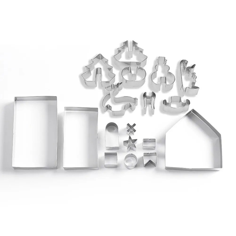 18Pcs Stainless Steel Christmas Cookie Cutter Set DIY Biscuit Mold Cake Decorating Tools Bakeware Multi Shapes Snowflake Tree
18Pcs Stainless Steel Christmas Cookie Cutter Set DIY Biscuit Mold Cake Decorating Tools Bakeware Multi Shapes Snowflake Tree