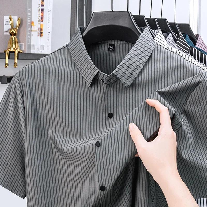 Mens Vertical Striped Short Sleeve Shirts Classic Casual Tops Soft Comfortable Breathable Shirts for Men
Mens Vertical Striped Short Sleeve Shirts Classic Casual Tops Soft Comfortable Breathable Shirts for Men