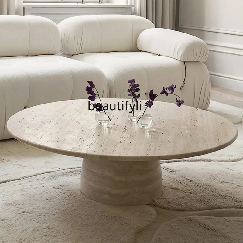 Nordic natural travertine coffee table, round living room sofa, coffee table, designer coffee table
Nordic natural travertine coffee table, round living room sofa, coffee table, designer coffee table