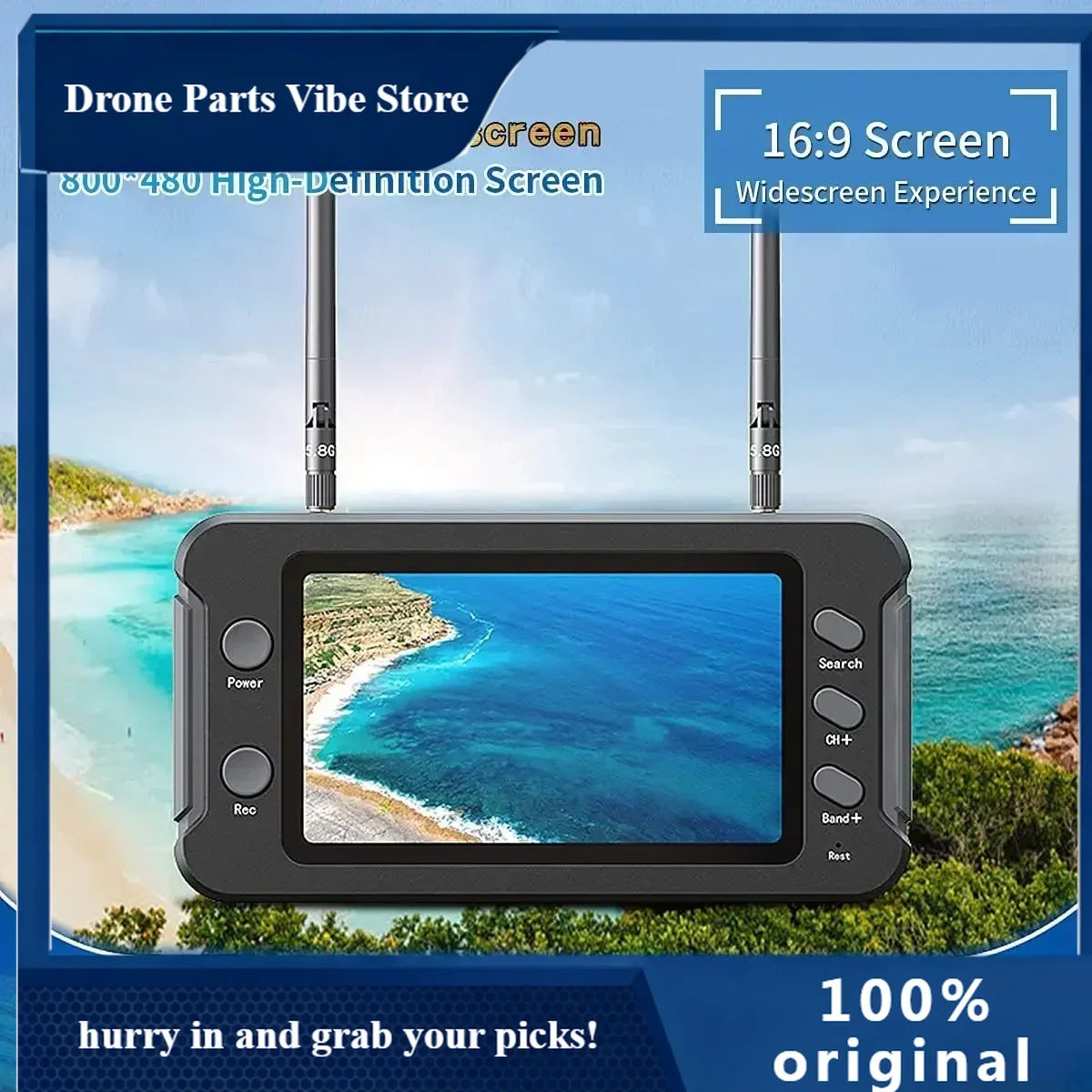 FySoloGood 800*480 5.8G FPV Monitor with DVR 40CH 4.3 Inch LCD Display 16:9 NTSC/PAL Auto Search Video Recording
FySoloGood 800*480 5.8G FPV Monitor with DVR 40CH 4.3 Inch LCD Display 16:9 NTSC/PAL Auto Search Video Recording