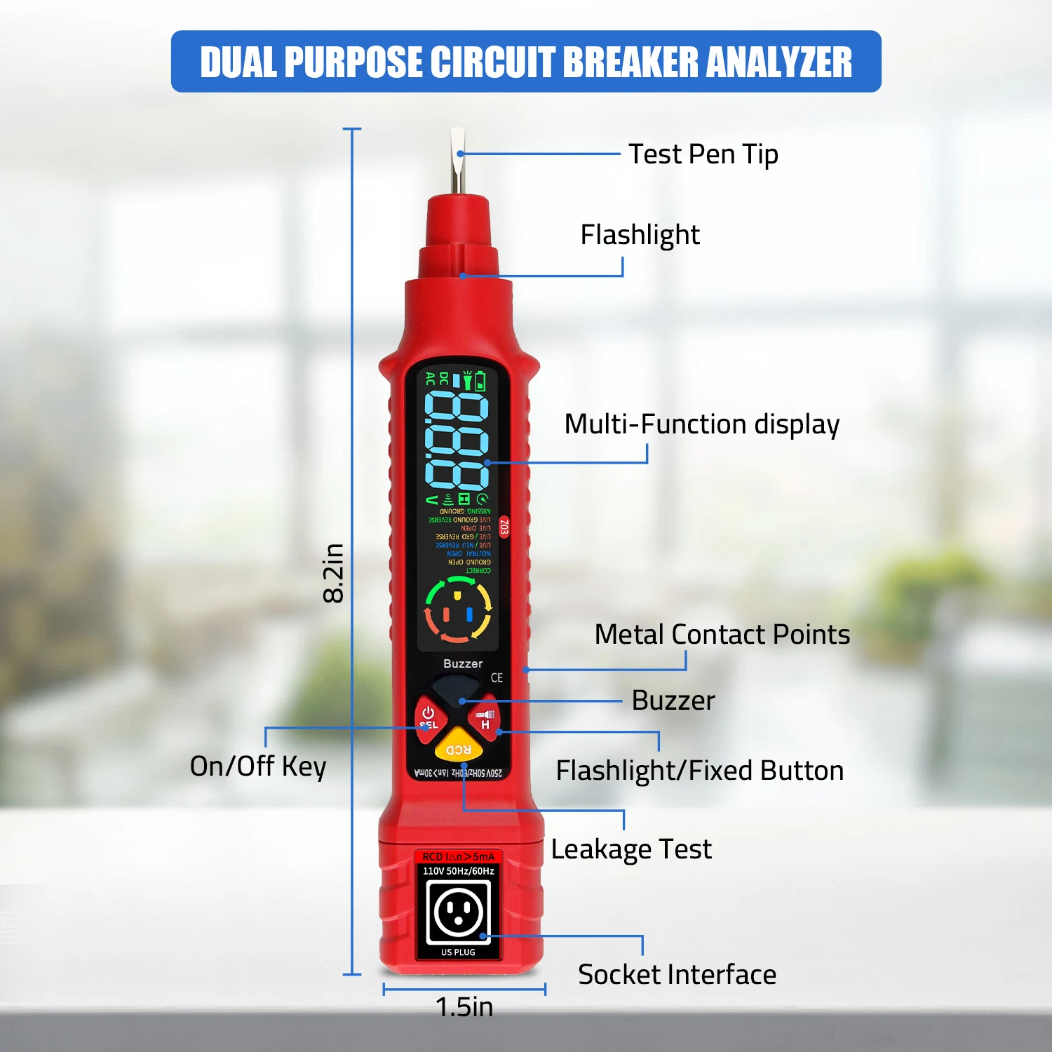 FrankEver Socket Circuit Analyzer AC/DC Voltage Measuremen Plug Leakage Polarity Leakage NCV Circuit Breaker Analyzer
FrankEver Socket Circuit Analyzer AC/DC Voltage Measuremen Plug Leakage Polarity Leakage NCV Circuit Breaker Analyzer