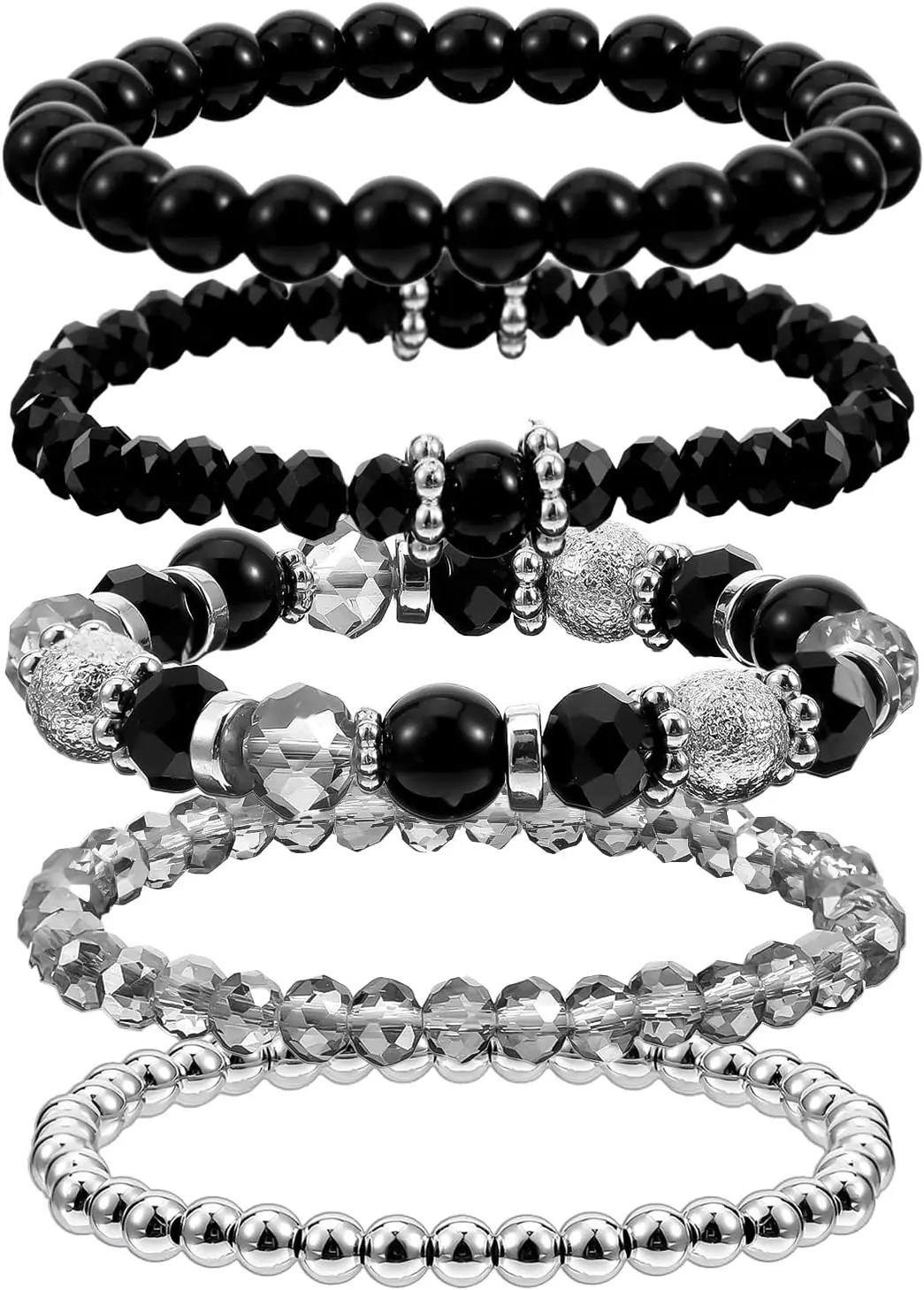 Ouligay 5 PCS Black Beaded Bracelets for Women Men Stackable Bracelet Gothic Crystal Bead Bracelets
Ouligay 5 PCS Black Beaded Bracelets for Women Men Stackable Bracelet Gothic Crystal Bead Bracelets