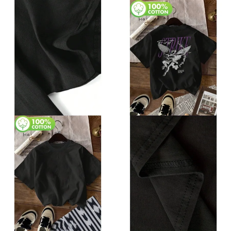 【New style】Women's Y2K Retro Hip Hop T-Shirt - White/Purple/Black Gothic Angel and STRIKE Back Print Streetwear Top Short Sleev
【New style】Women's Y2K Retro Hip Hop T-Shirt - White/Purple/Black Gothic Angel and STRIKE Back Print Streetwear Top Short Sleev