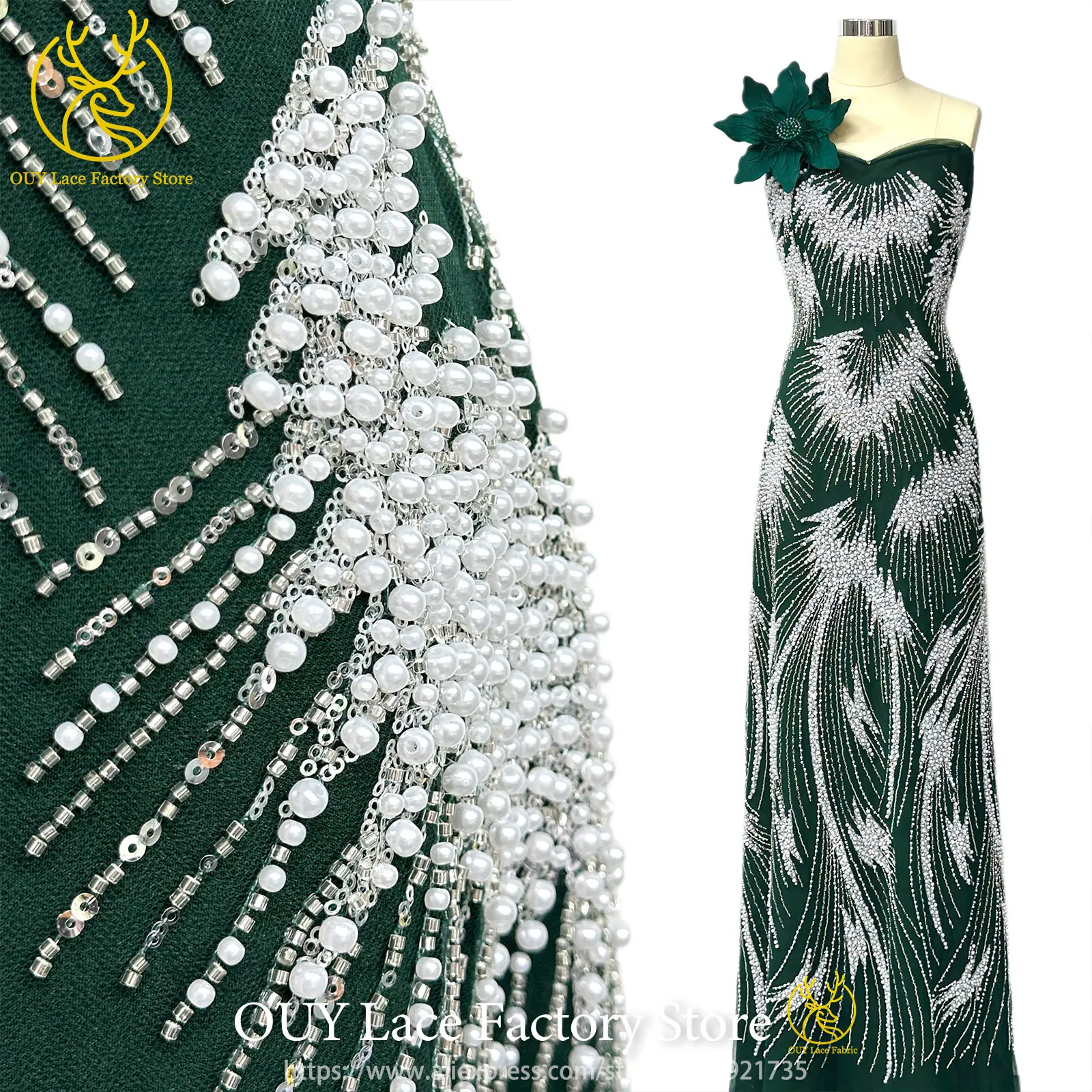 2026 African Groom Beaded Lace Fabric Green Luxury French Nigerian Pearl Sequins Lace Fabric Sewing Bridal Wedding Dress 5 Yards
2026 African Groom Beaded Lace Fabric Green Luxury French Nigerian Pearl Sequins Lace Fabric Sewing Bridal Wedding Dress 5 Yards