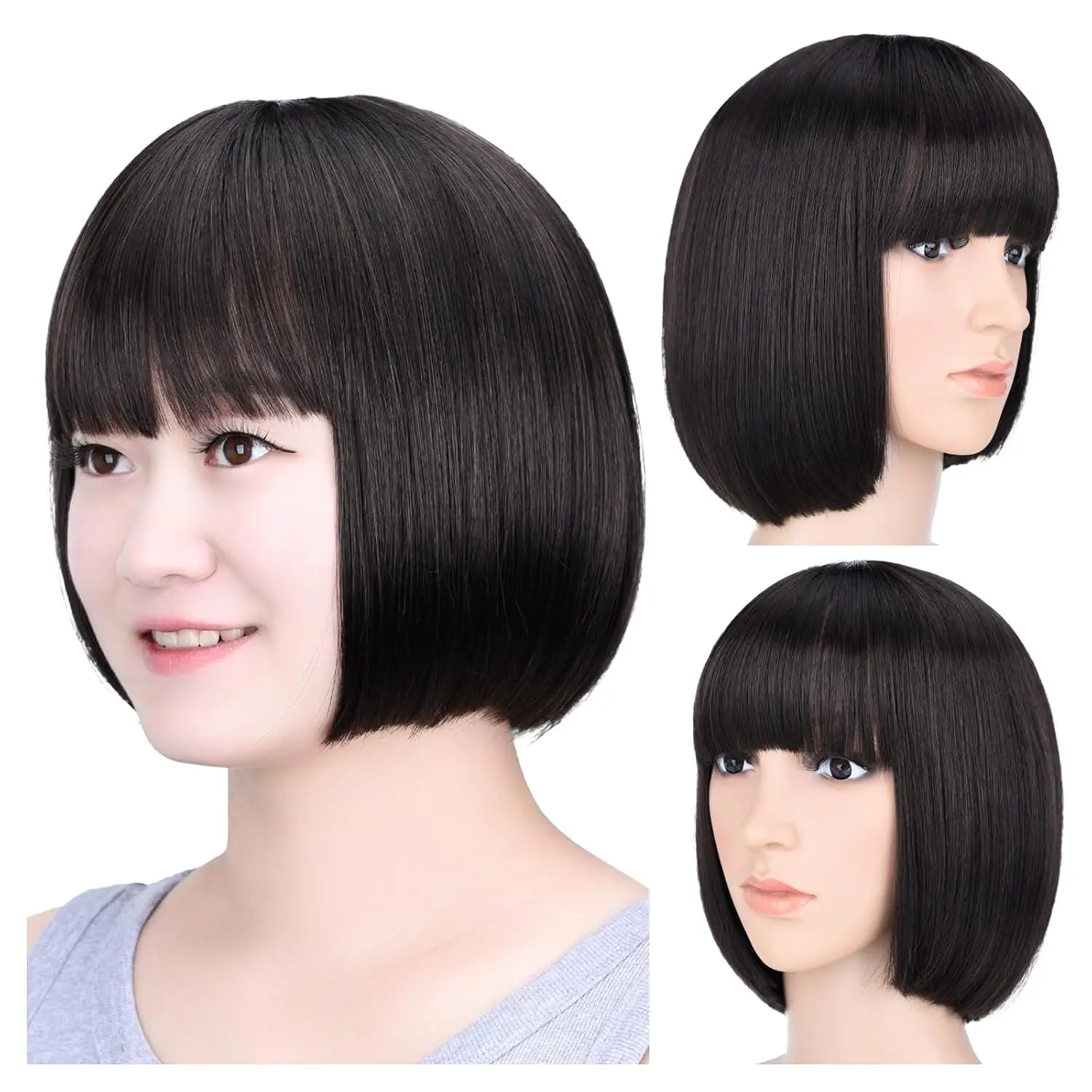 Bob Wig Dark Brown Short Wigs With Bangs Flame Retardant 10" Straight Silky Fluffy Womens Hair Wigs Synthetic Black Wig
Bob Wig Dark Brown Short Wigs With Bangs Flame Retardant 10" Straight Silky Fluffy Womens Hair Wigs Synthetic Black Wig