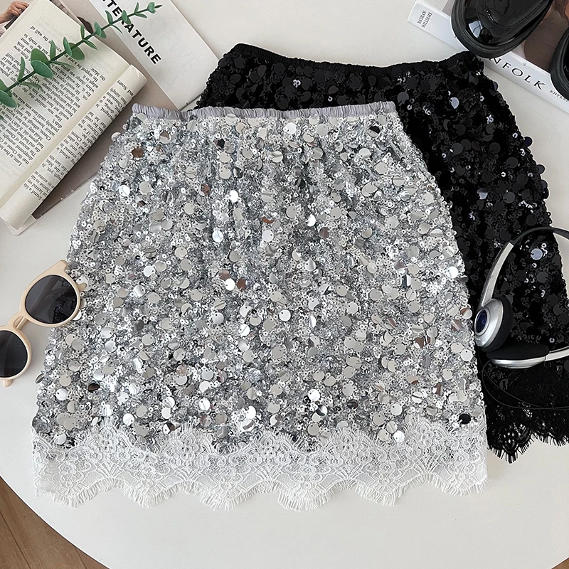 Fashionable Sparkling Sequin High Waisted Lace Patchwork Skirt Summer Wrap Hip Mini Skirts Sexy Women Short Skirt
Fashionable Sparkling Sequin High Waisted Lace Patchwork Skirt Summer Wrap Hip Mini Skirts Sexy Women Short Skirt