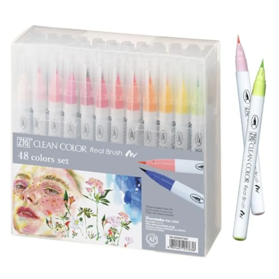 Real Brush 48 Colors set, AP-Certified, Flexible Brush Tip, Professional quality, Odorless, Xylene Free, Easy to create narrow a
Real Brush 48 Colors set, AP-Certified, Flexible Brush Tip, Professional quality, Odorless, Xylene Free, Easy to create narrow a