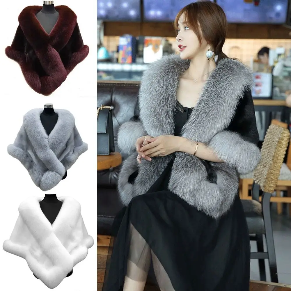 Fashion Winter Warm Shawl Coat Bridal Faux Fur Collar Shawl Thicken Cardigan Cape
Fashion Winter Warm Shawl Coat Bridal Faux Fur Collar Shawl Thicken Cardigan Cape