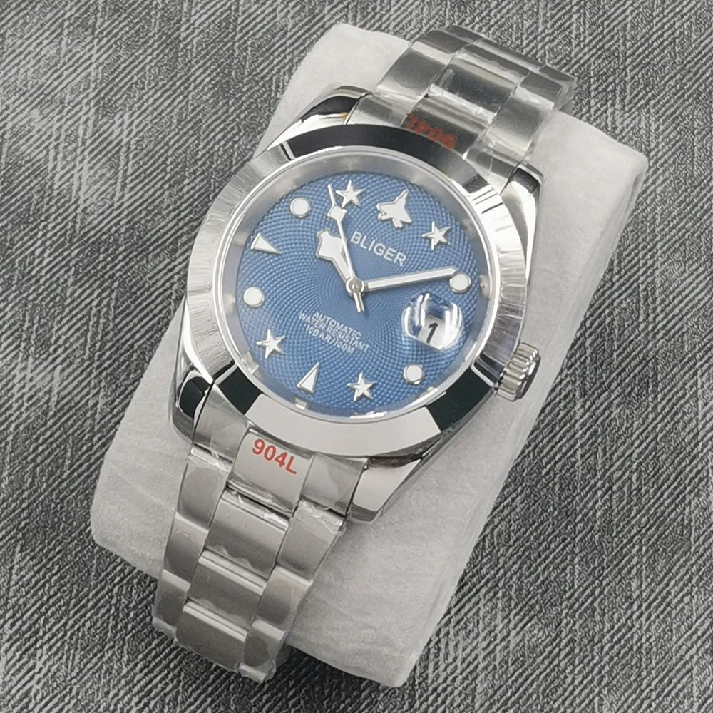 36mm/39mm Bliger Business Men Automatic Movement Watch Blue Dial Date Sapphire Glass Stainless Steel Waterproof Luminous Watch
36mm/39mm Bliger Business Men Automatic Movement Watch Blue Dial Date Sapphire Glass Stainless Steel Waterproof Luminous Watch