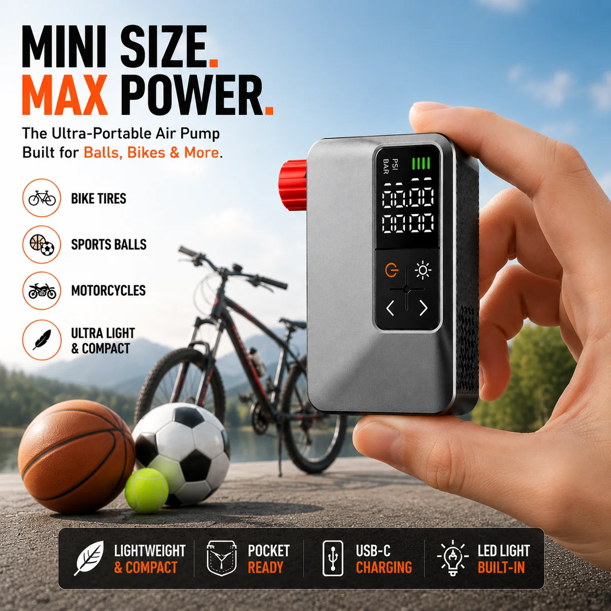 LFLIUN M8 Mini Electric Bike&motorcycle Pump Portable Compact Battery-Powered Cycling Tire Inflator for Bicycles 1300MAH
LFLIUN M8 Mini Electric Bike&motorcycle Pump Portable Compact Battery-Powered Cycling Tire Inflator for Bicycles 1300MAH