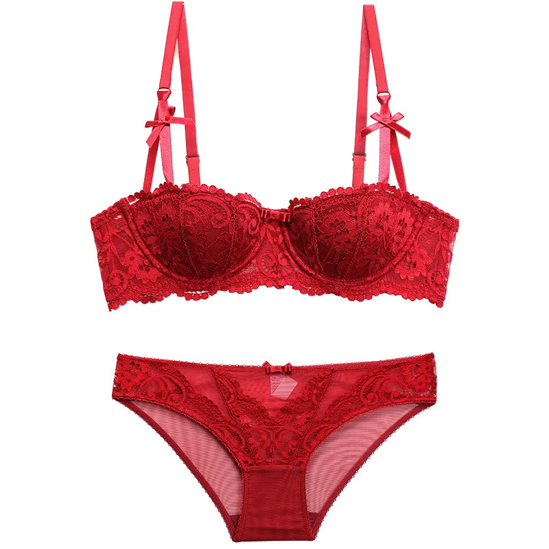 Sexy Lace Bra Set Women's Floral Embroidery Half Cup Anti-Sagging Underwear Ensemble Gathered Sponge Cup with Steel Ring
Sexy Lace Bra Set Women's Floral Embroidery Half Cup Anti-Sagging Underwear Ensemble Gathered Sponge Cup with Steel Ring