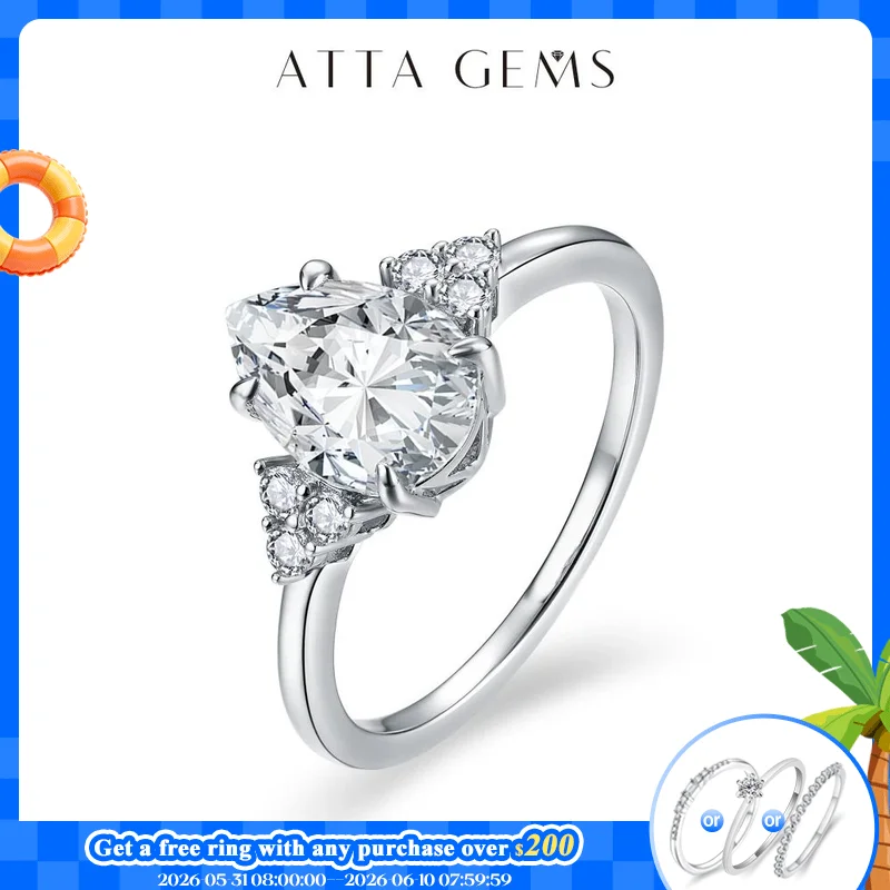 ATTAGEMS New Solid S925 Sliver 2.0ct Moissanite Rings for Women D VVS1 Pear Shape Diamond Engagement Wedding Fine Jewelry Gift
ATTAGEMS New Solid S925 Sliver 2.0ct Moissanite Rings for Women D VVS1 Pear Shape Diamond Engagement Wedding Fine Jewelry Gift