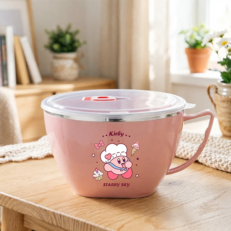 Cute Kirbys Cartoon Stainless Steel Bowl Double-layer Heat Protection Instant Noodle Bowl Food Storage Container with Cover New
Cute Kirbys Cartoon Stainless Steel Bowl Double-layer Heat Protection Instant Noodle Bowl Food Storage Container with Cover New