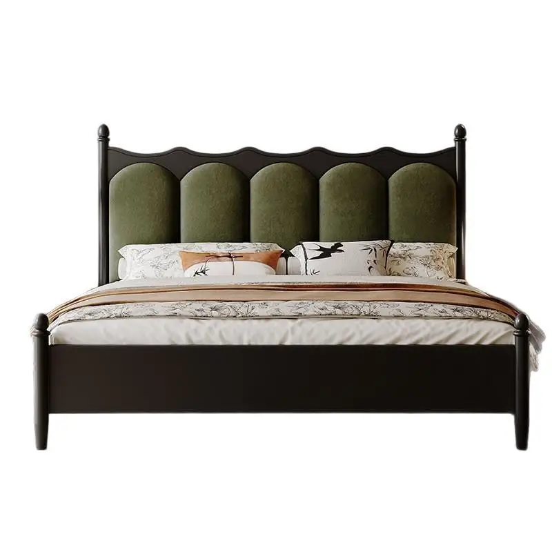 French retro walnut color solid wood bed 1.8 meters double bed master bedroom medium ancient wind soft bag storage
French retro walnut color solid wood bed 1.8 meters double bed master bedroom medium ancient wind soft bag storage
