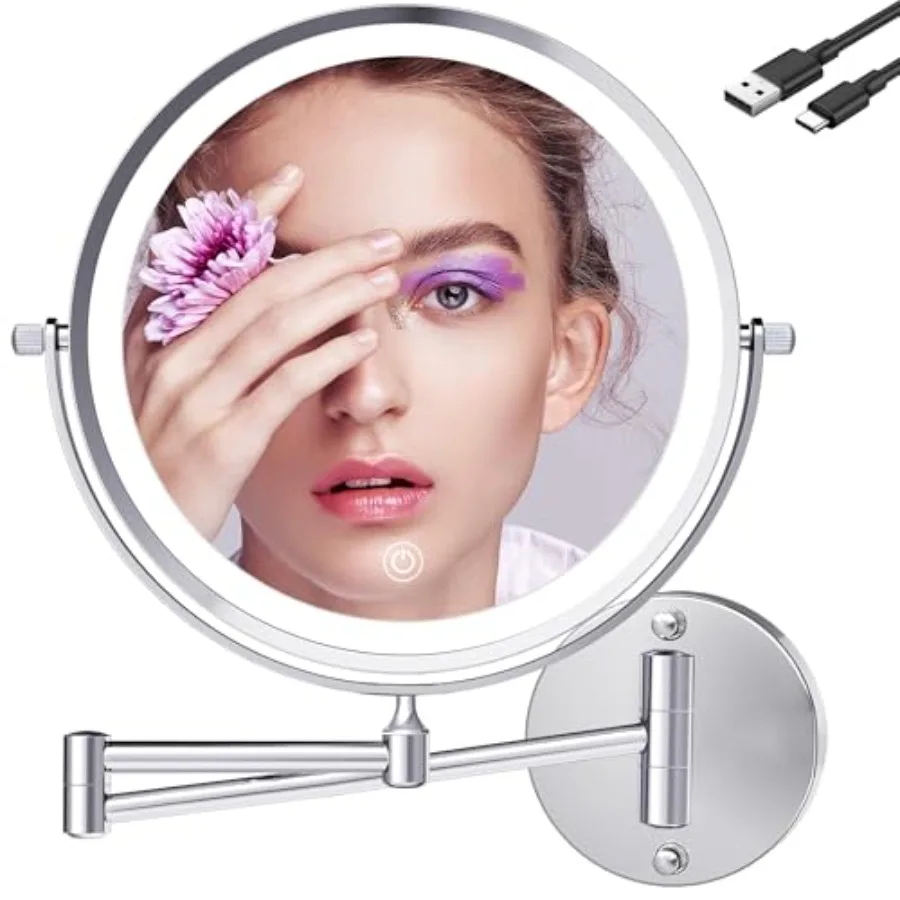 9 Inch Large Rechargeable Lighted Makeup Vanity Mirror Wall Mounted, 1X/10X Magnifying Mirror with Light for Bathroom 3000mAh U
9 Inch Large Rechargeable Lighted Makeup Vanity Mirror Wall Mounted, 1X/10X Magnifying Mirror with Light for Bathroom 3000mAh U