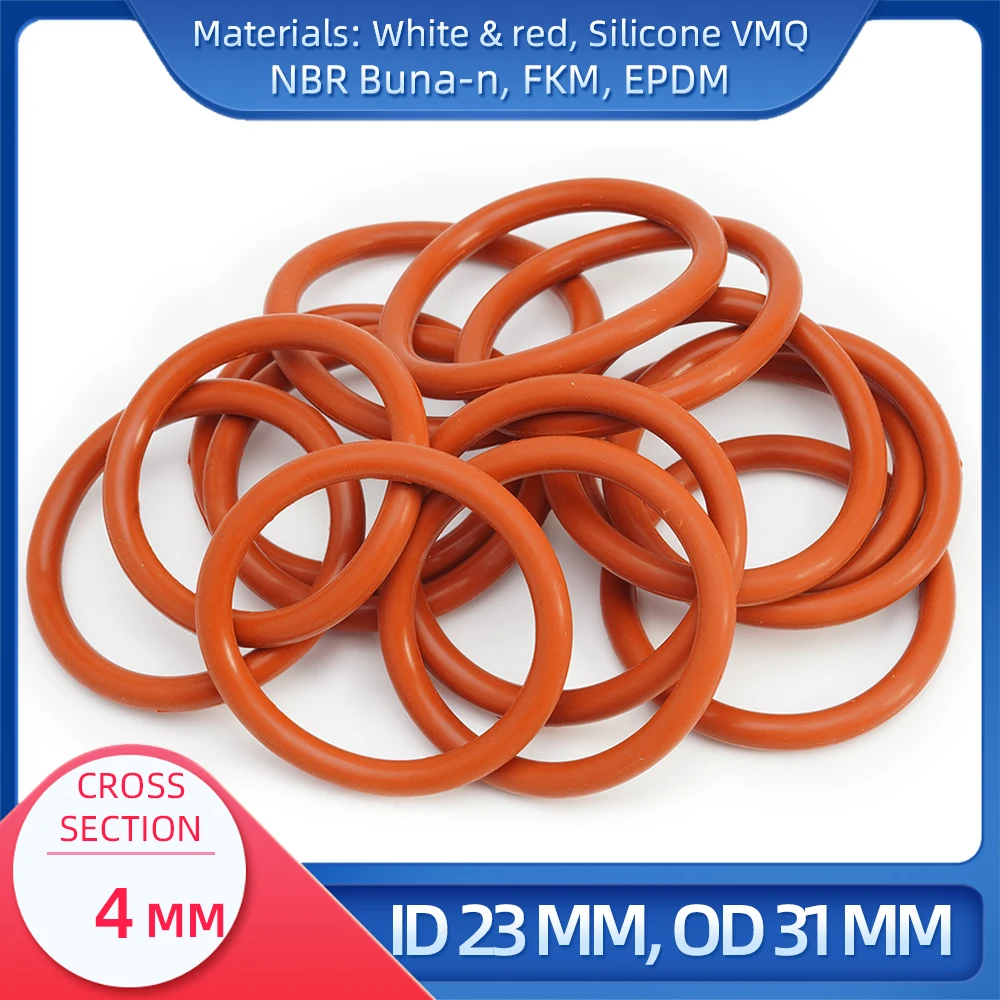 Уплотнительное кольцо CS 4 мм ID 23 мм OD 31 мм материал с силиконом VMQ NBR FKM EPDM ORing Seal Gask
Уплотнительное кольцо CS 4 мм ID 23 мм OD 31 мм материал с силиконом VMQ NBR FKM EPDM ORing Seal Gask