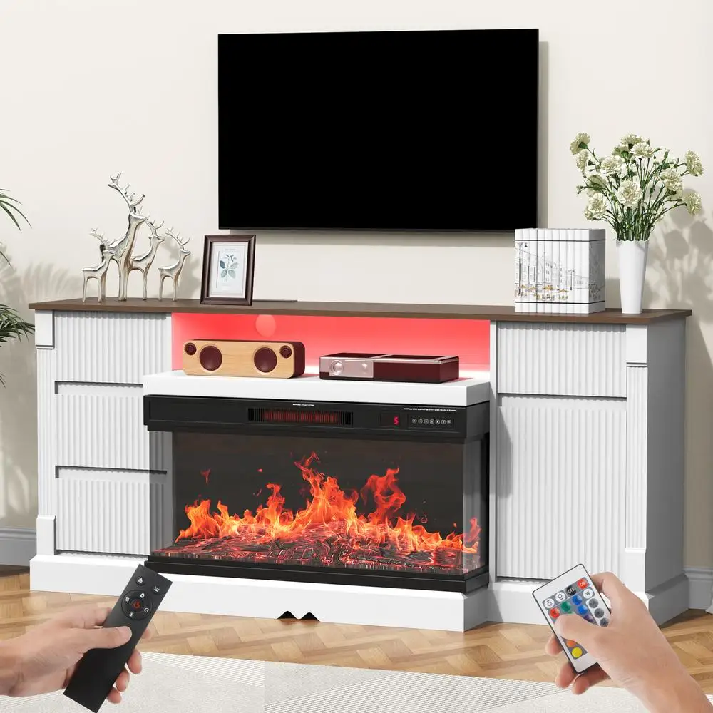 Modern 3-Sided Glass TV Stand with Electric Fireplace LED Lights Storage for TVs up to 80" Living Room Entertainment Center
Modern 3-Sided Glass TV Stand with Electric Fireplace LED Lights Storage for TVs up to 80" Living Room Entertainment Center