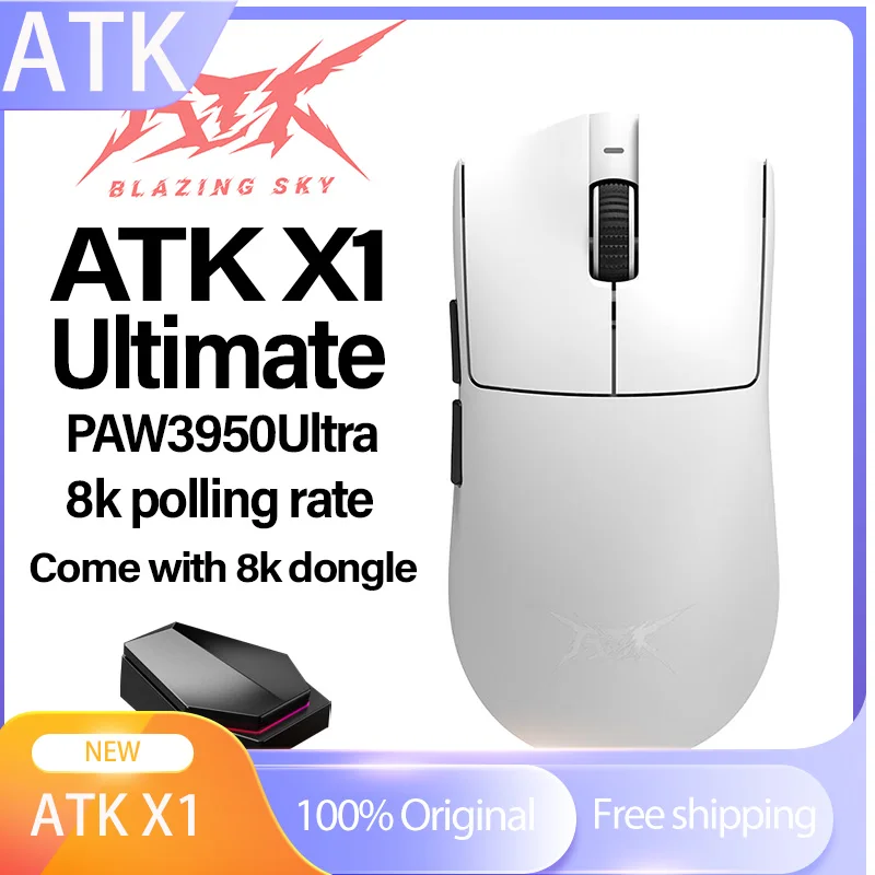 NEW ATK X1 Ultimate customized Wireless Gaming Mouse 8k PAW3950Ultra Polling Rate 2.4g 0.3ms 500mah 750IPS 42000DPI laptop PC
NEW ATK X1 Ultimate customized Wireless Gaming Mouse 8k PAW3950Ultra Polling Rate 2.4g 0.3ms 500mah 750IPS 42000DPI laptop PC