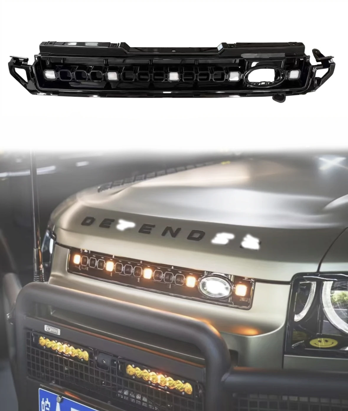 Car Ventilation Grille Front Bumper Grill With Led Dynamic Running Light OCTA for Land Rover Defender 20-25 90 110 130
Car Ventilation Grille Front Bumper Grill With Led Dynamic Running Light OCTA for Land Rover Defender 20-25 90 110 130
