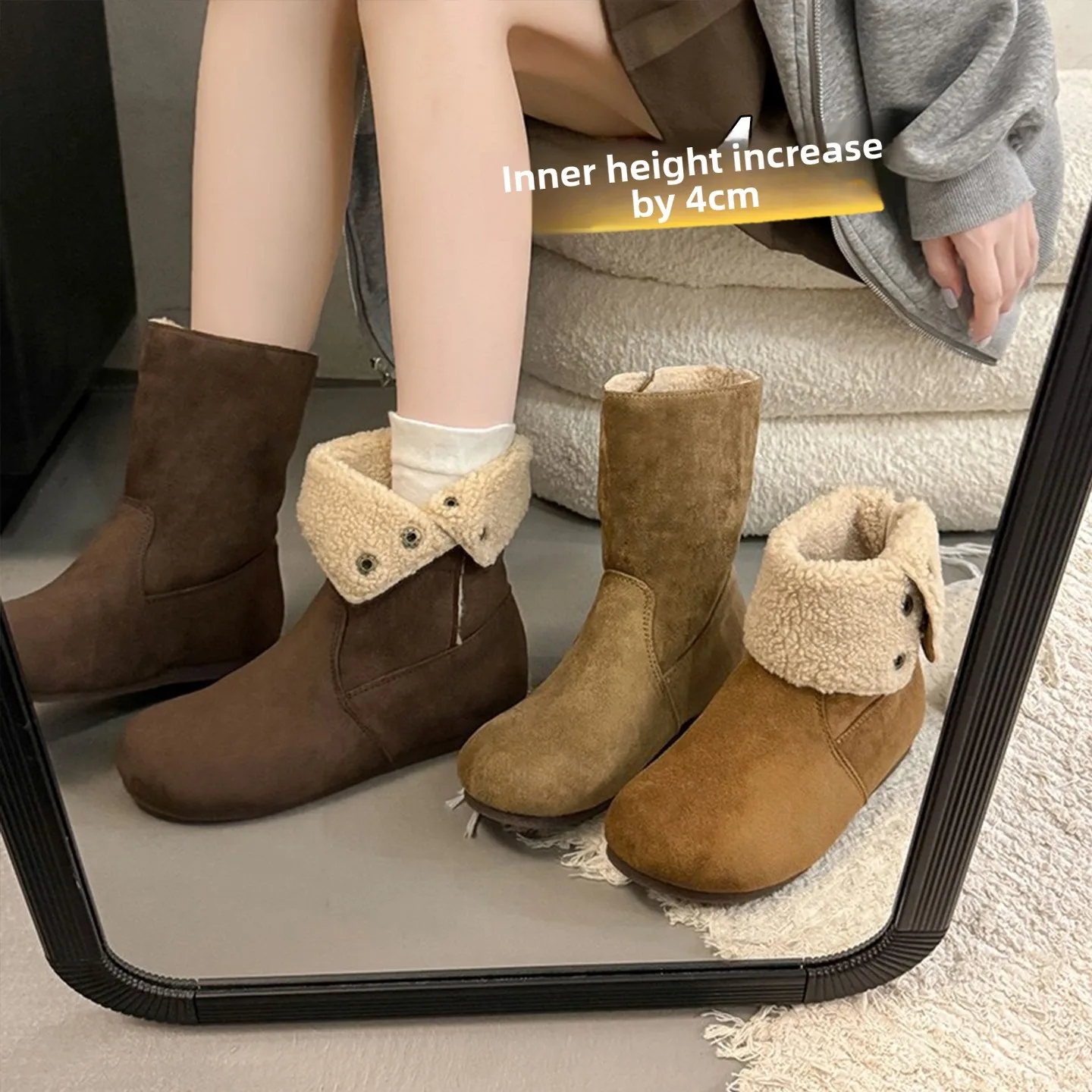 Women's Winter Warm Fce Lined Boots ort Snow Boots Inner Heightening Cotton oes Metal Element Casual Sle
Women's Winter Warm Fce Lined Boots ort Snow Boots Inner Heightening Cotton oes Metal Element Casual Sle