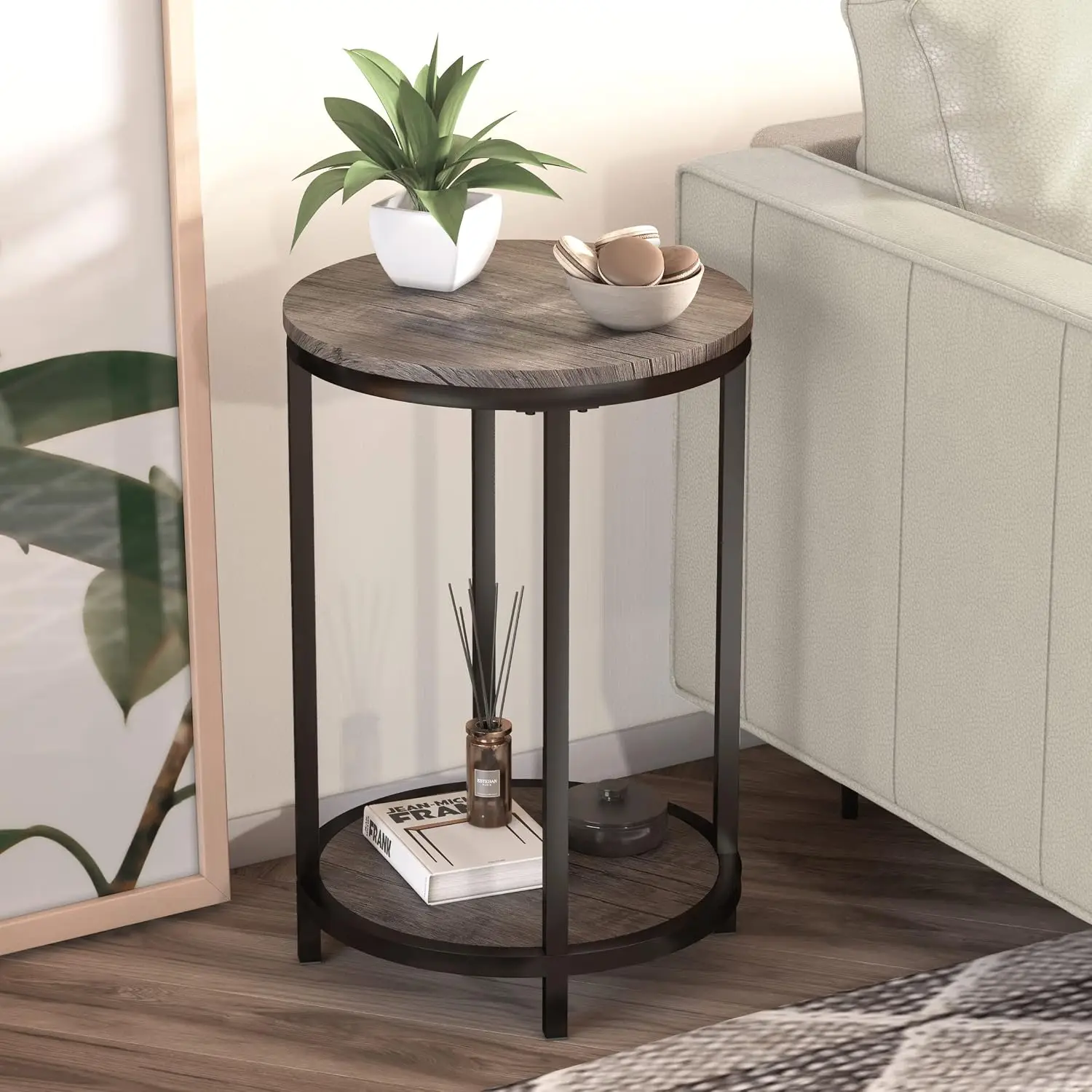 Round Side Table,16in Rustic Wooden End Table Surface Top & Sturdy Metal Legs Nightstand for Living Room Bedroom, Customized
Round Side Table,16in Rustic Wooden End Table Surface Top & Sturdy Metal Legs Nightstand for Living Room Bedroom, Customized