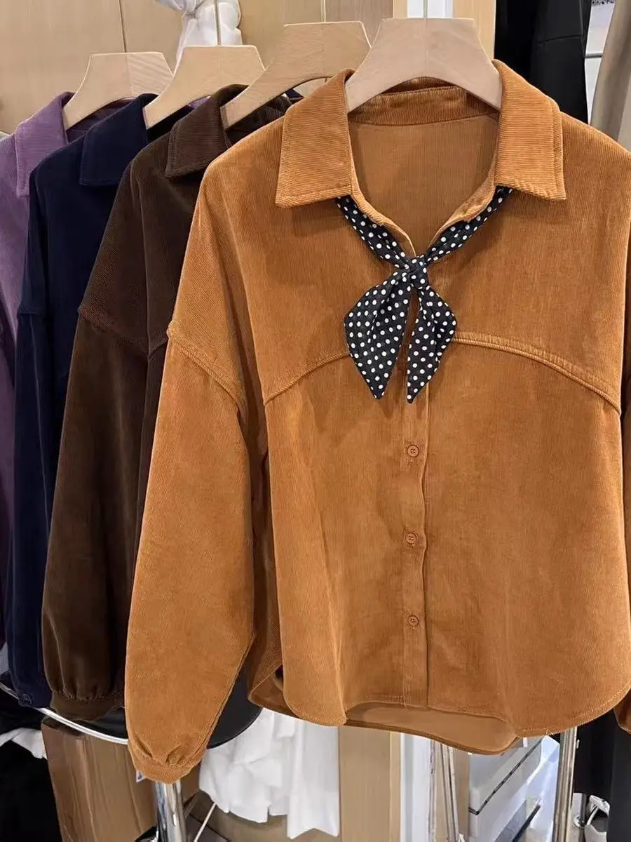 Европейский Sle Long Sve Corduroy irt женский свободный утягивающий шарф в горошек, топ, осень-зима, Новое поступление, модный
Европейский Sle Long Sve Corduroy irt женский свободный утягивающий шарф в горошек, топ, осень-зима, Новое поступление, модный