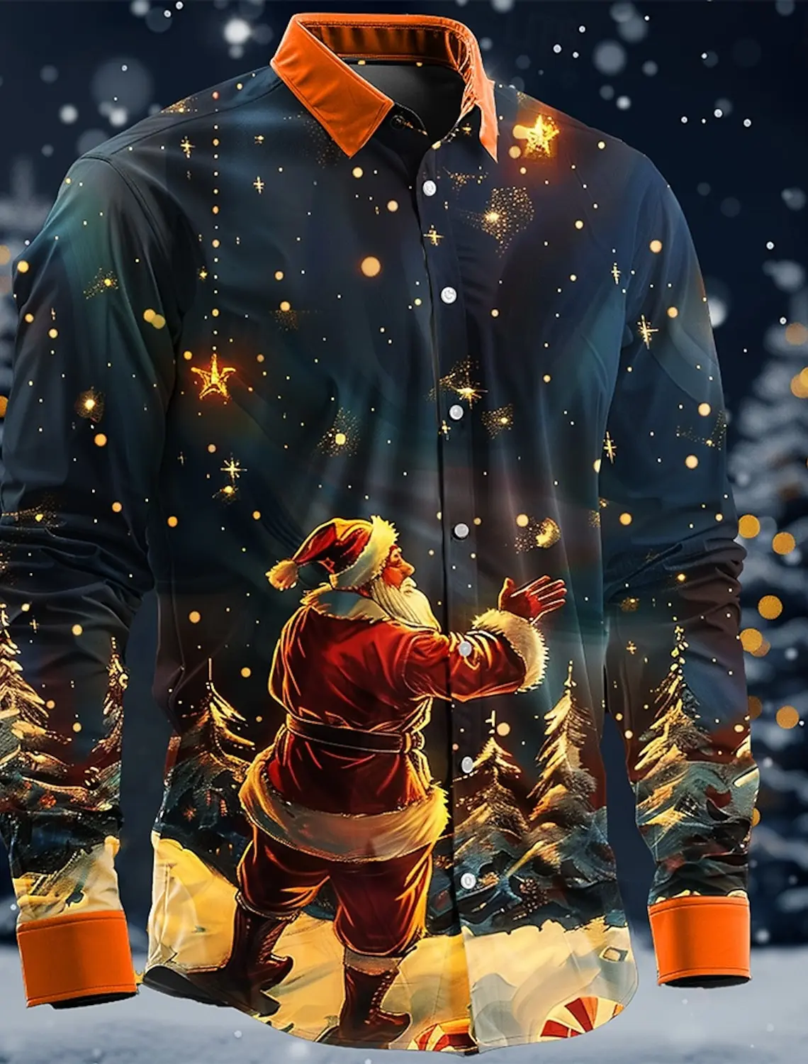Men's 3D Print Christmas Long Sleeve Shirts Night Star Pattern Lapel Single-Breasted Shirt Santa Claus Graphic Loose Casual Tops 
Men's 3D Print Christmas Long Sleeve Shirts Night Star Pattern Lapel Single-Breasted Shirt Santa Claus Graphic Loose Casual Tops